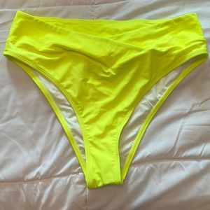 Halara Neon Yellow/Green Crossover Swim Bottom